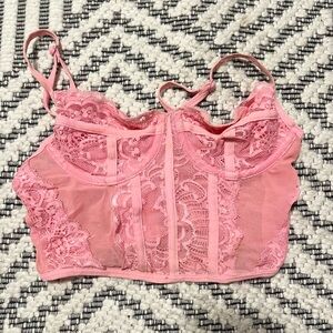 tillys pink crop lace corset top